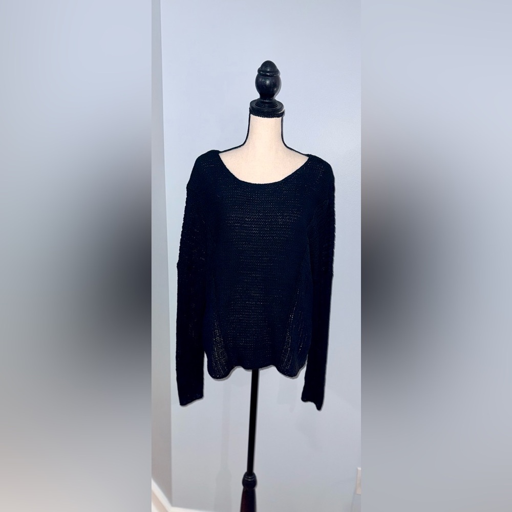 Women’s Helmut Lang Black Open Stitch Long Sleeve Pullover Sweater!  Sz M!